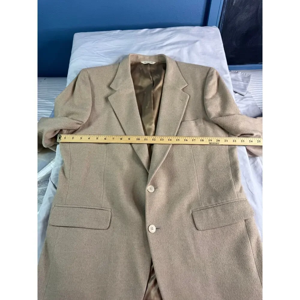 Club Room 100% Pure Cashmere Blazer Sport Coat Beige Tan 2 Button 48R? 24